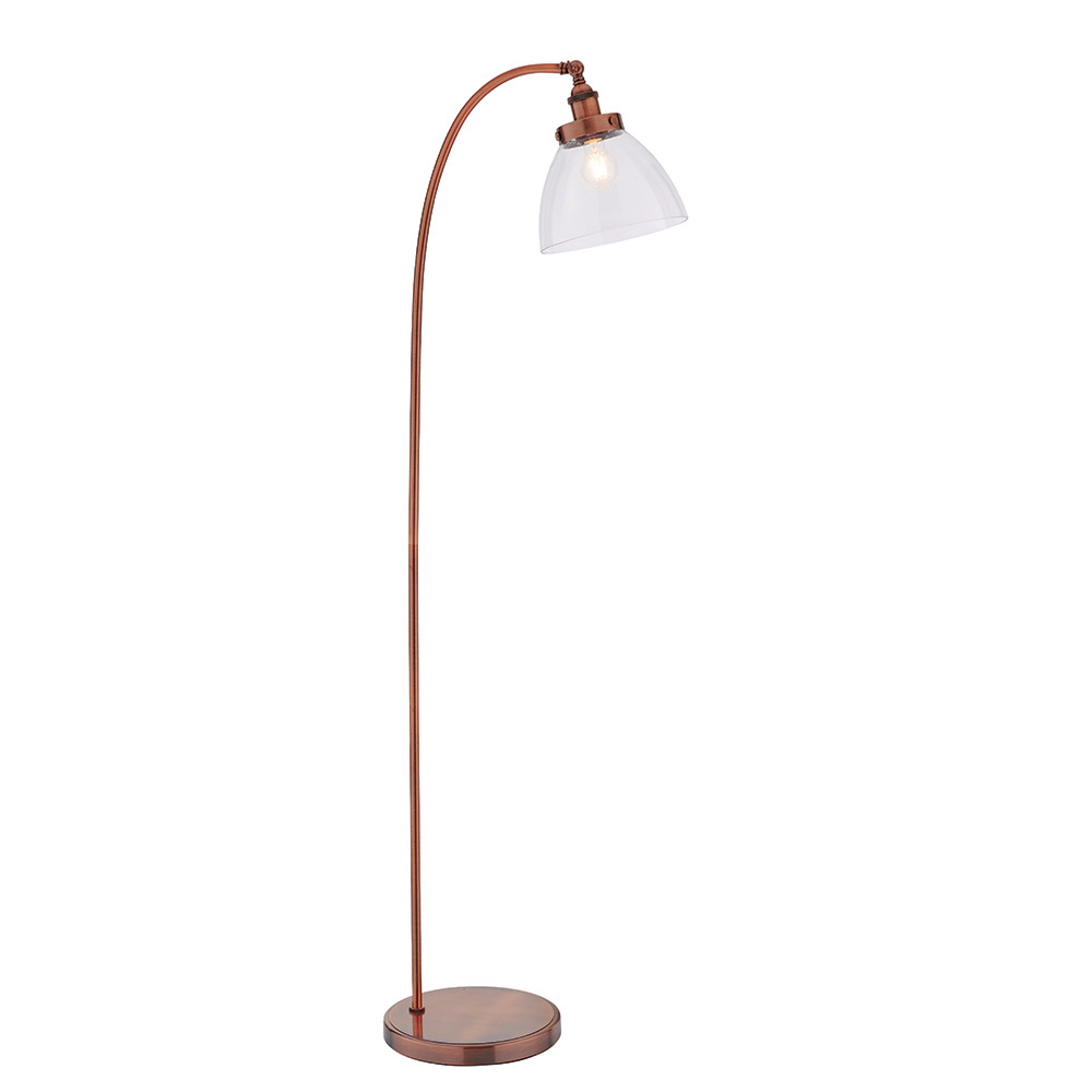 Hartford Clear Glass Shade Floor Lamp In Aged Copper