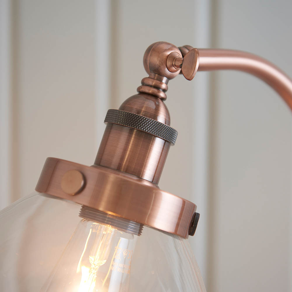 Hartford Clear Glass Shade Floor Lamp In Aged Copper