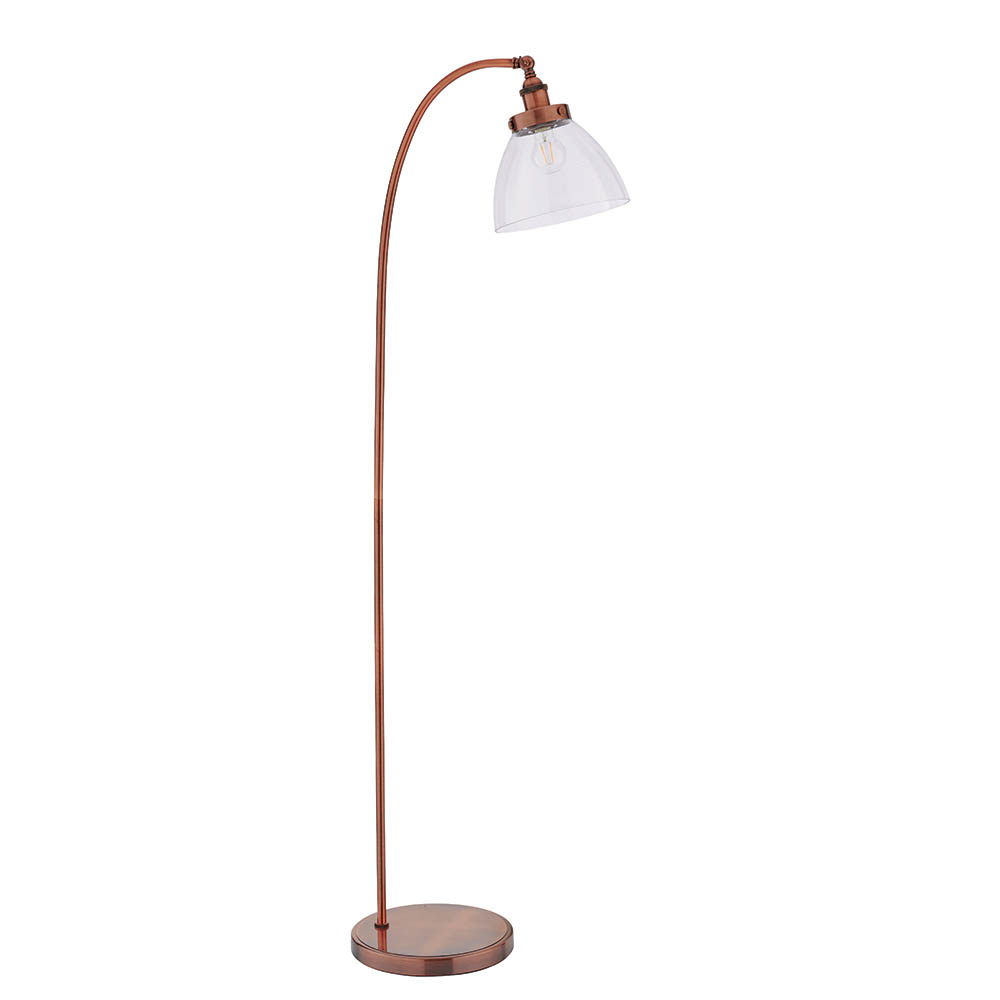 Hartford Clear Glass Shade Floor Lamp In Aged Copper