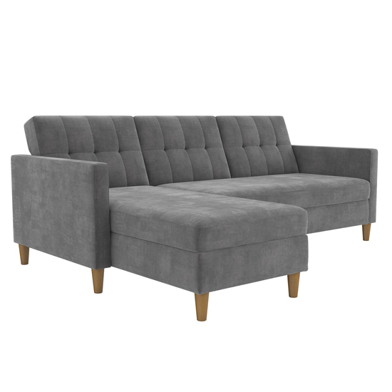 Hearthstone Sectional Fabric Storage Chaise Sofa Bed In Grey_4