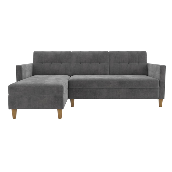 Hearthstone Sectional Fabric Storage Chaise Sofa Bed In Grey_5