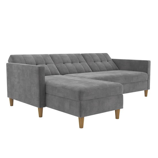 Hearthstone Sectional Fabric Storage Chaise Sofa Bed In Grey_6