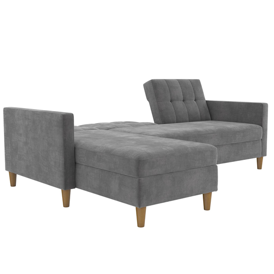 Hearthstone Sectional Fabric Storage Chaise Sofa Bed In Grey_7