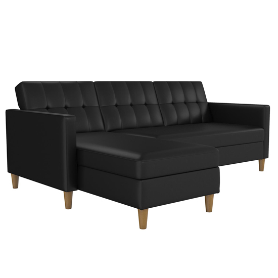 Hearthstone Faux Leather Storage Chaise Sofa Bed In Black_4