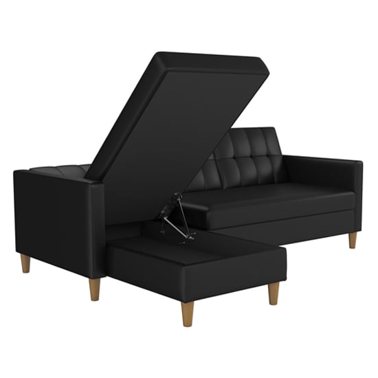 Hearthstone Faux Leather Storage Chaise Sofa Bed In Black_6