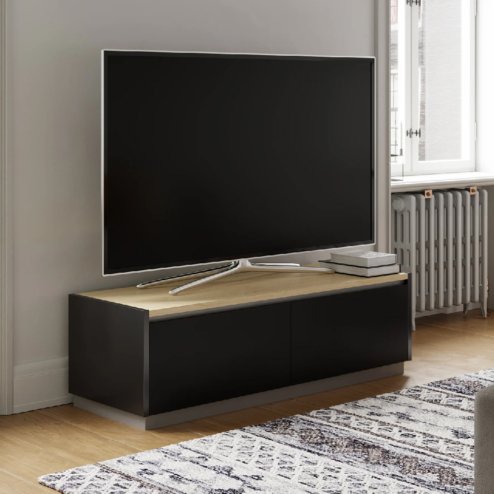 Read more about Hartford wooden tv stand with reversible top in walnut and oak
