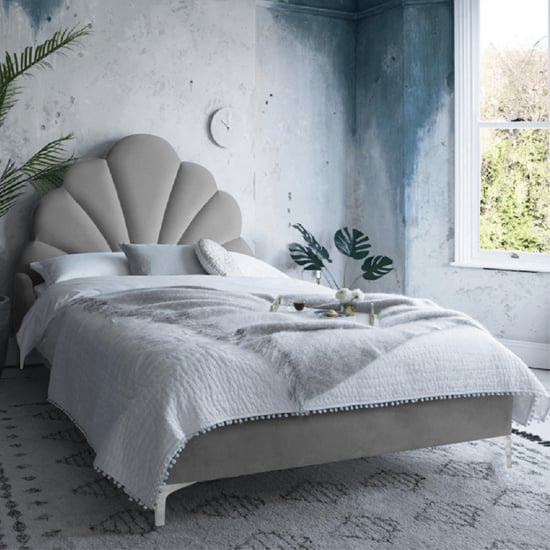 Hartington Plush Velvet Double Bed In Grey
