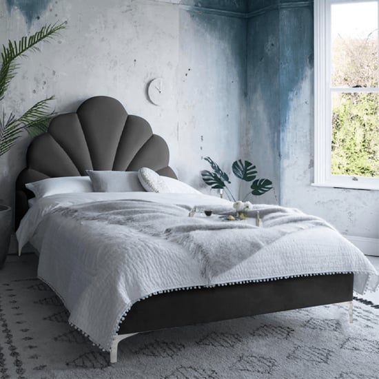 Read more about Hartington plush velvet single bed in black