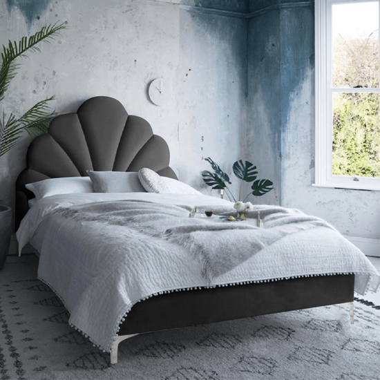 Read more about Hartington plush velvet super king size bed in black