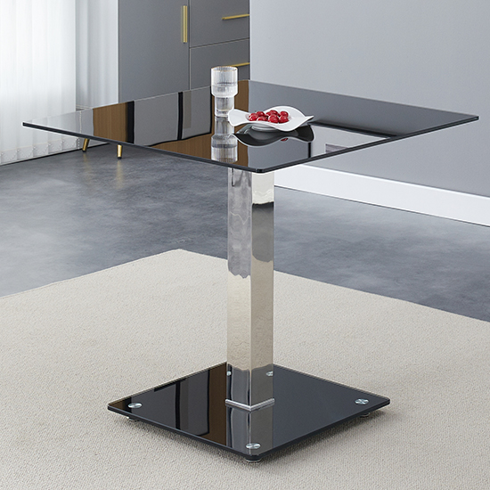 Hartley Black Glass Bistro Dining Table 4 Ravenna White Chairs