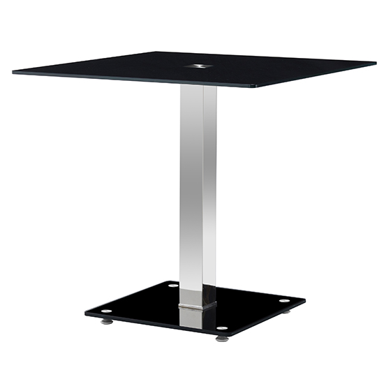 Hartley Black Glass Top Bistro Dining Table With Glass Base
