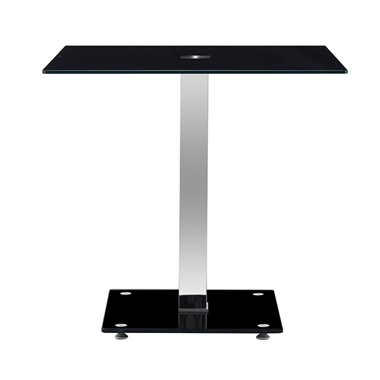Hartley Black Glass Top Bistro Dining Table With Glass Base