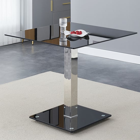 Hartley Black Glass Top Bistro Dining Table With Glass Base