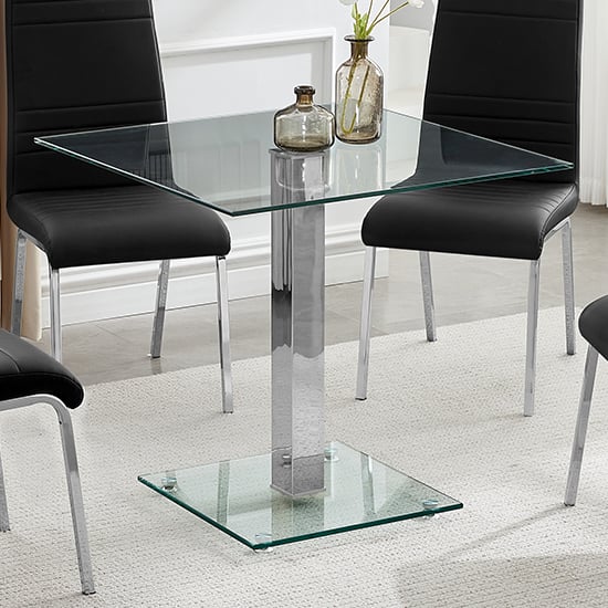 Photo of Hartley clear glass top bistro dining table with glass base