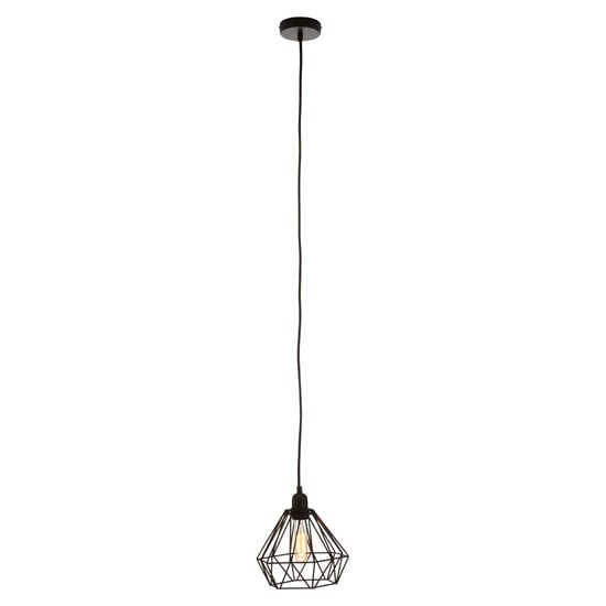 Read more about Hartok metal wire frame pendant light in black