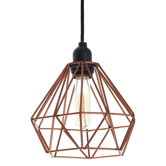 Hartok Metal Wire Frame Pendant Light In Copper