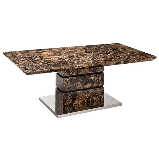 Harva High Gloss Coffee Table In Brown Marble Effect