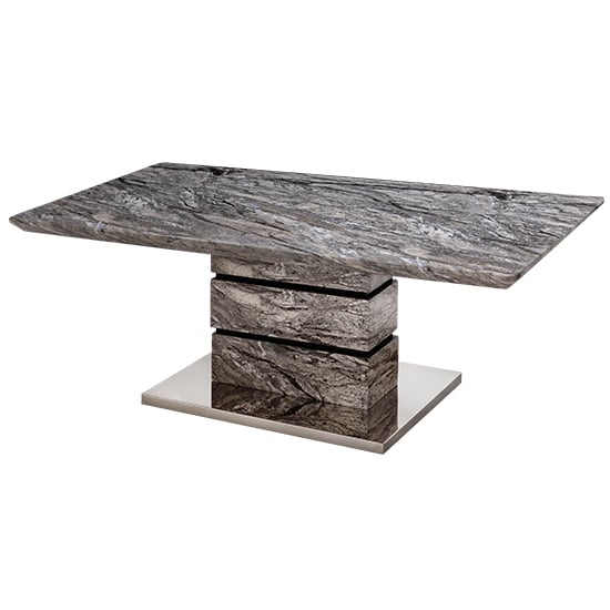 Read more about Harva high gloss coffee table in grey marble effect