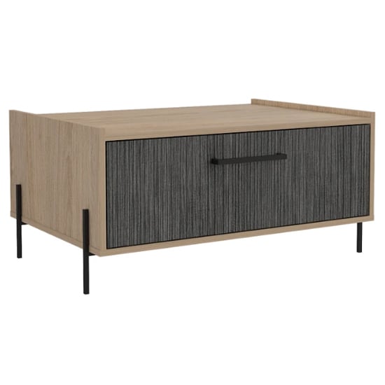 Read more about Heswall wooden coffee table in washed oak and carbon grey
