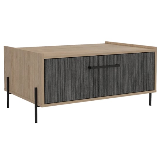 Heswall Wooden Coffee Table In Washed Oak And Carbon Grey Furniture