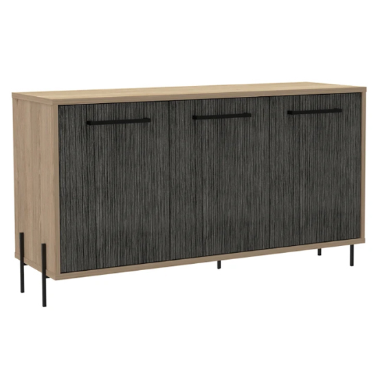 Heswall Wooden Sideboard In Washed Oak And Carbon Grey_1
