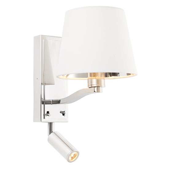 Product photograph of Harvey 1 Light Wall Light With Spotlight In Bright Nickel from Furniture in Fashion