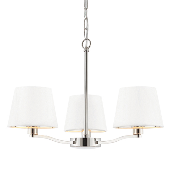 Product photograph of Harvey 3 Lights White Shades Pendant Light In Bright Nickel from Furniture in Fashion