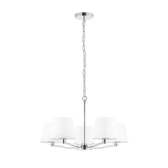 Read more about Harvey 5 lights white shades pendant light in bright nickel