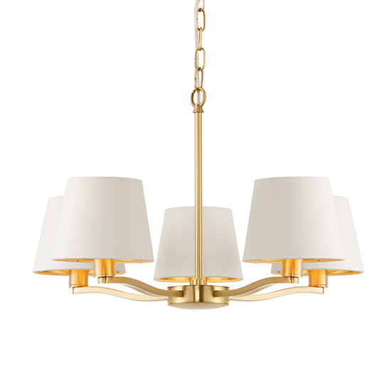 Read more about Harvey 5 lights white shades pendant light in brushed gold