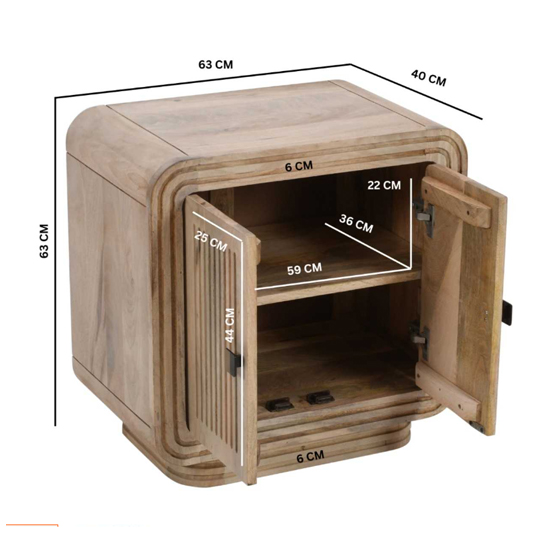 Harvey Carved Mango Wood Sideboard With 2 Doors In Natural