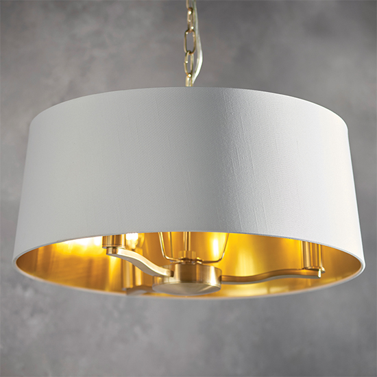 Harvey Round White Shade Pendant Light In Brushed Gold