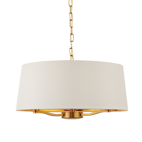 Read more about Harvey round white shade pendant light in brushed gold