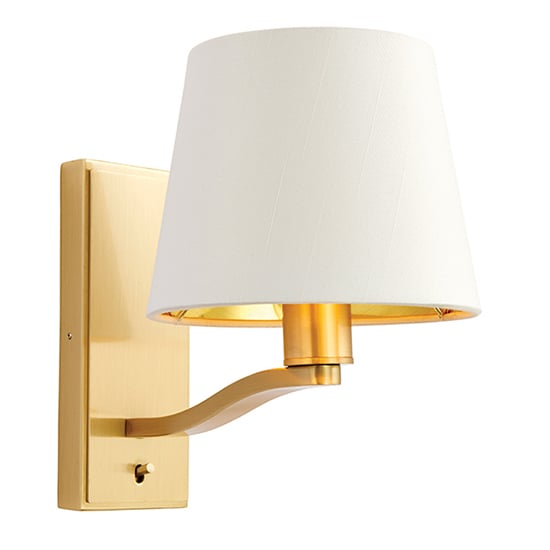 Read more about Harvey vintage white shade wall light in brushed gold