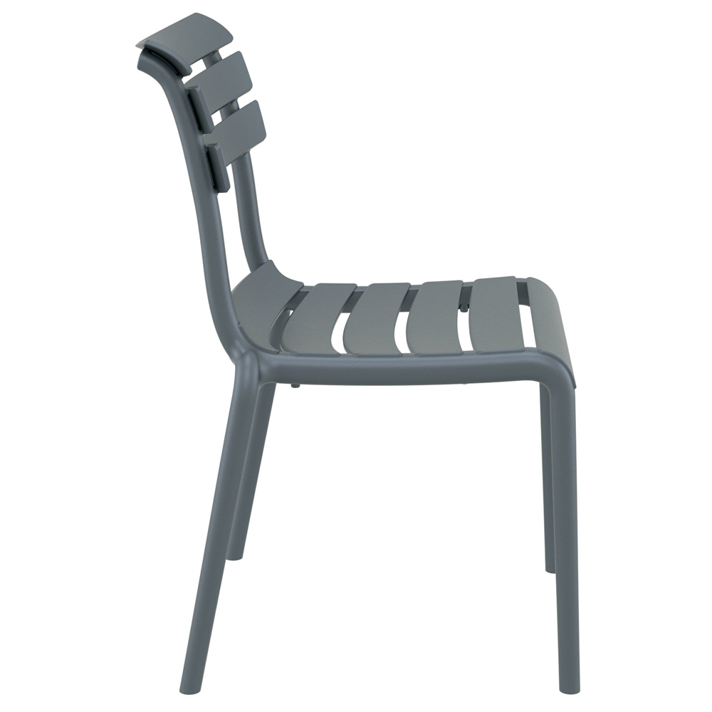 Haslet Dark Grey Polypropylene Outdoor Side Chairs In Pair