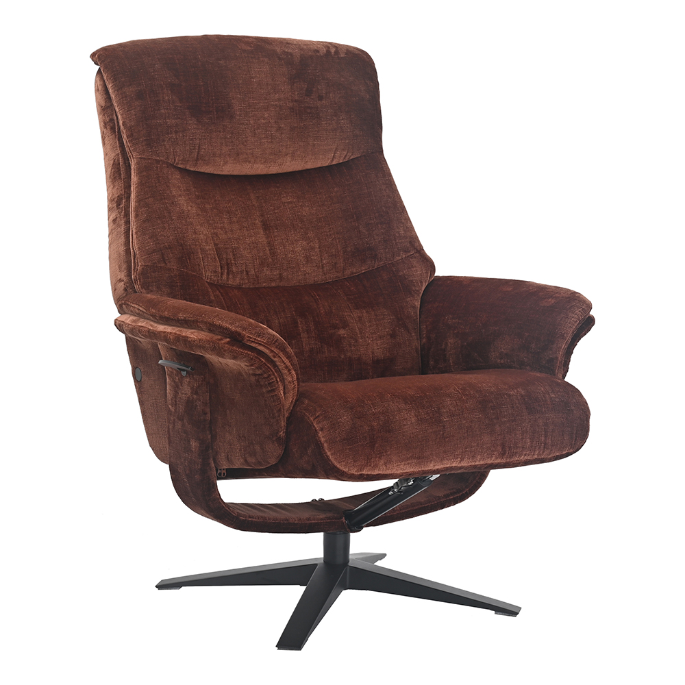 Haslet Fabric Recliner Chair With Stool In Brandy