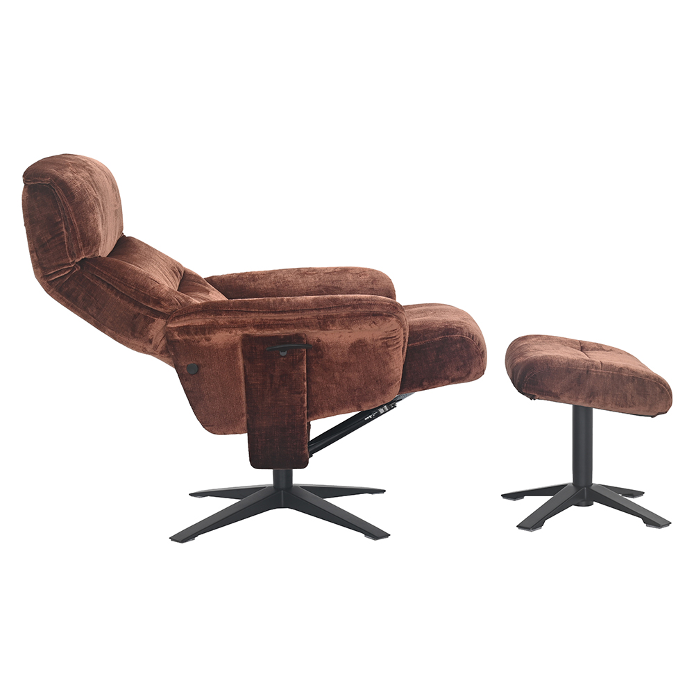 Haslet Fabric Recliner Chair With Stool In Brandy