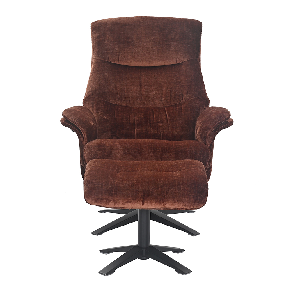 Haslet Fabric Recliner Chair With Stool In Brandy