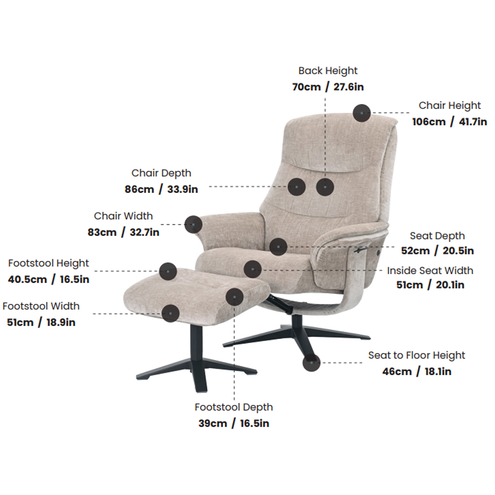 Haslet Fabric Recliner Chair With Stool In Brandy