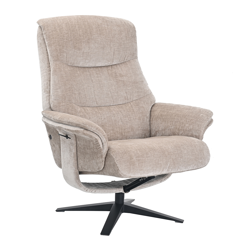 Haslet Fabric Recliner Chair With Stool In Husk