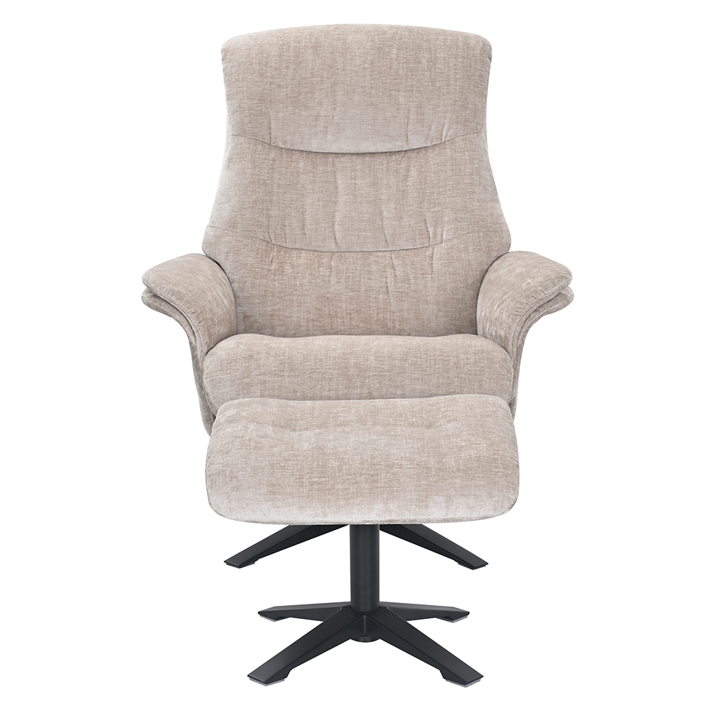 Haslet Fabric Recliner Chair With Stool In Husk