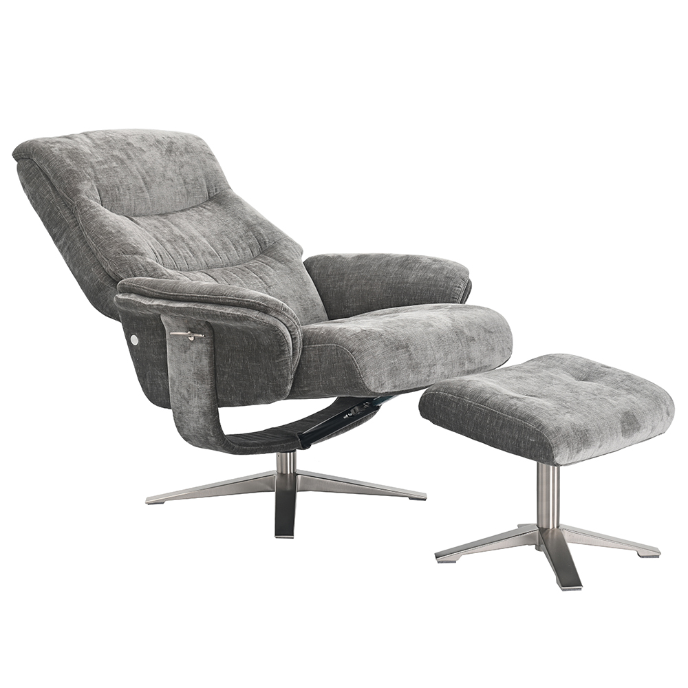 Haslet Fabric Recliner Chair With Stool In Wishing Well