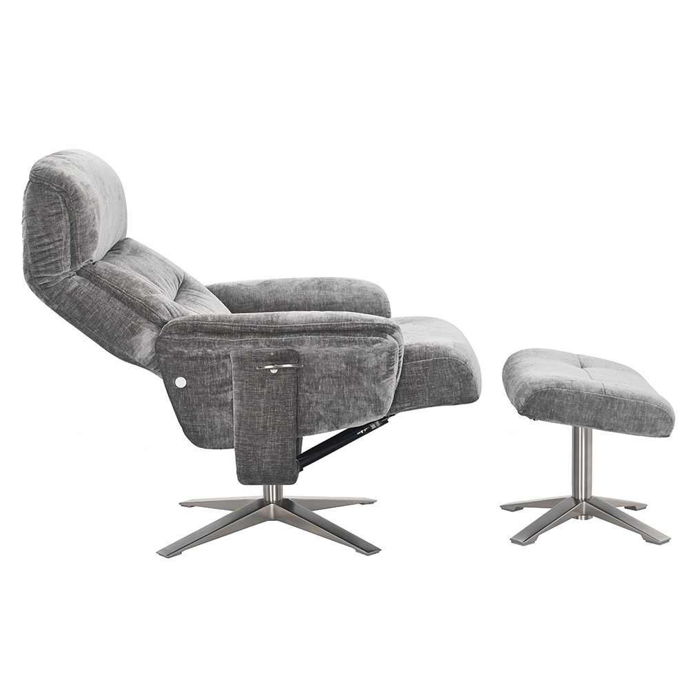 Haslet Fabric Recliner Chair With Stool In Wishing Well