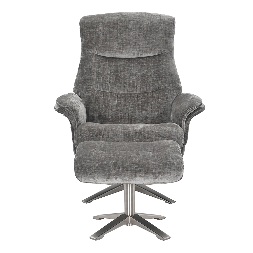 Haslet Fabric Recliner Chair With Stool In Wishing Well