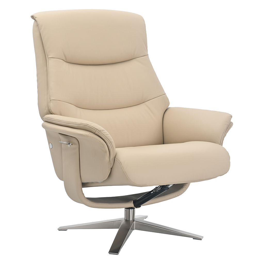 Haslet Faux Leather Recliner Chair With Stool In Cafe Latte