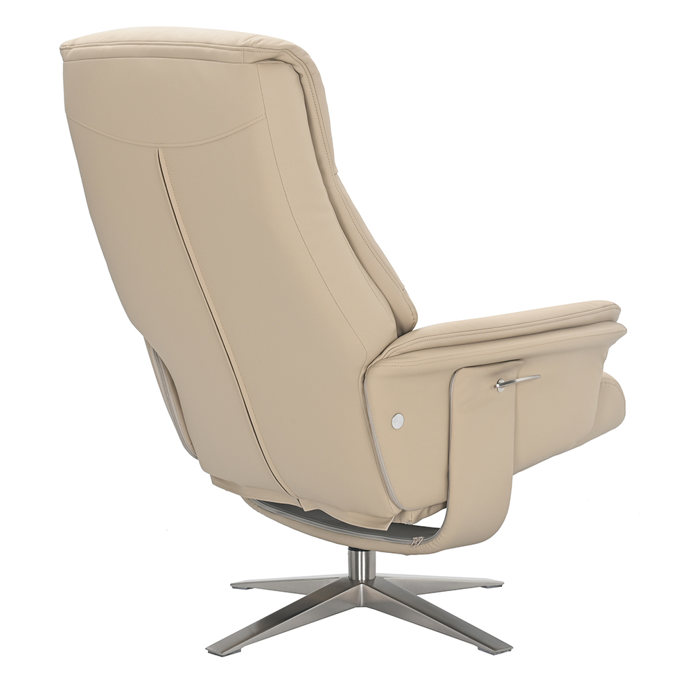 Haslet Faux Leather Recliner Chair With Stool In Cafe Latte