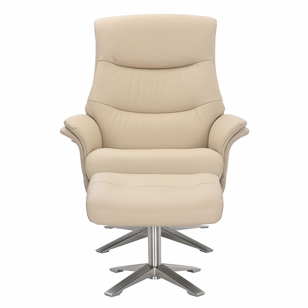 Haslet Faux Leather Recliner Chair With Stool In Cafe Latte