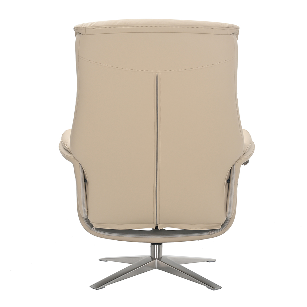 Haslet Faux Leather Recliner Chair With Stool In Cafe Latte