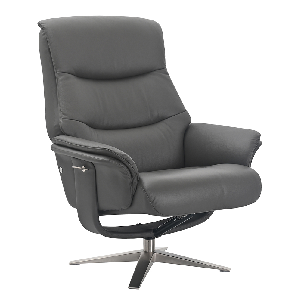 Haslet Faux Leather Recliner Chair With Stool In Iron