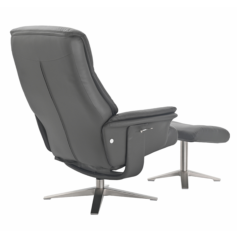 Haslet Faux Leather Recliner Chair With Stool In Iron