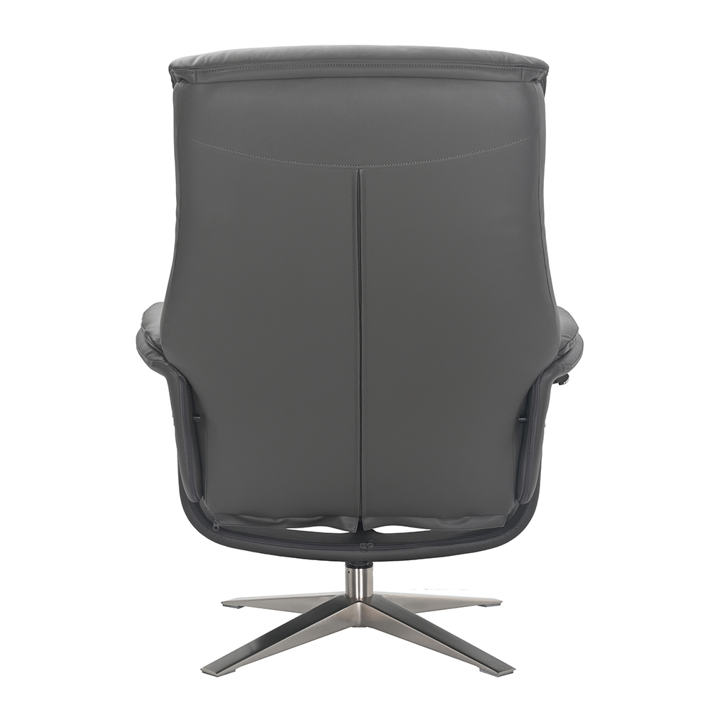 Haslet Faux Leather Recliner Chair With Stool In Iron